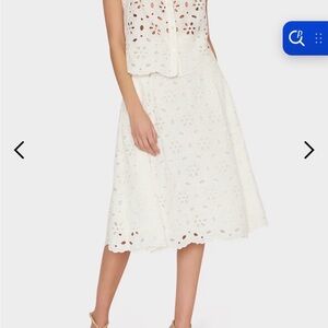 Milly Noella White Lace Midi Skirt